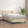 Box spring postelja z vzmetnico krem 80x200 cm umetno usnje