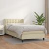 Box spring postelja z vzmetnico krem 90x200 cm umetno usnje