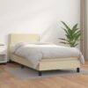 Box spring postelja z vzmetnico krem 90x200 cm umetno usnje