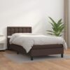 Box spring postelja z vzmetnico rjava 90x200 cm umetno usnje