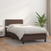 Box spring postelja z vzmetnico rjava 90x200 cm umetno usnje