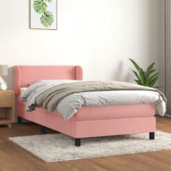 Box spring postelja z vzmetnico roza 80x200 cm žamet