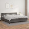 Box spring postelja z vzmetnico siva 200x200 cm umetno usnje