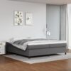 Box spring postelja z vzmetnico siva 200x200 cm umetno usnje