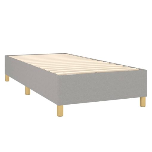 Box spring postelja z vzmetnico svetlo siv 100x200 cm blago - Image 4