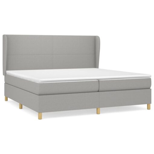 Box spring postelja z vzmetnico svetlo siva 200x200 cm blago - Image 2