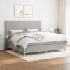 Box spring postelja z vzmetnico svetlo siva 200x200 cm blago