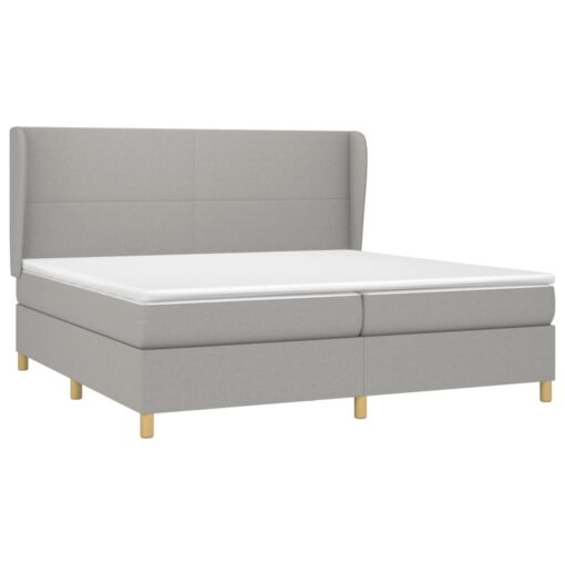 Box spring postelja z vzmetnico svetlo siva 200x200 cm blago - Image 3