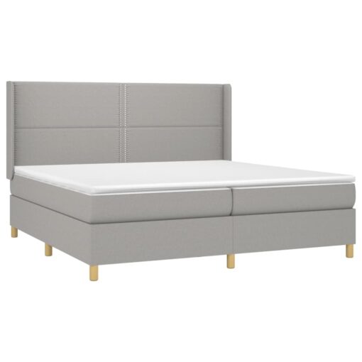 Box spring postelja z vzmetnico svetlo siva 200x200 cm blago - Image 3