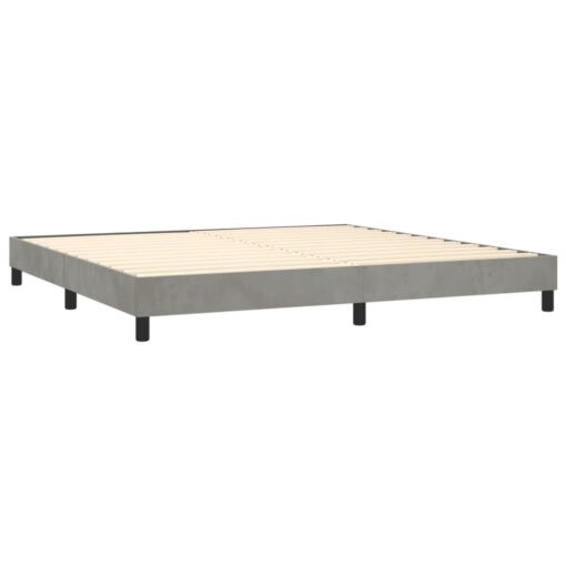 Box spring postelja z vzmetnico svetlo siva 200x200 cm žamet - Image 4