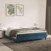 Box spring postelja z vzmetnico temno modra 180x200 cm žamet