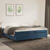 Box spring postelja z vzmetnico temno modra 200x200 cm žamet