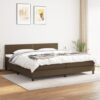 Box spring postelja z vzmetnico temno rjav 200x200 cm blago