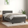Box spring postelja z vzmetnico temno siv 90x190 cm žamet