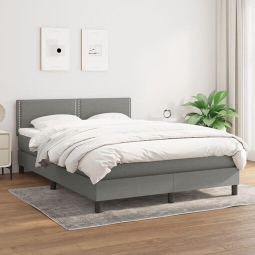 Box spring postelja z vzmetnico temno siva 140x200 cm blago