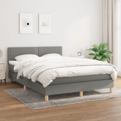 Box spring postelja z vzmetnico temno siva 140x200 cm blago