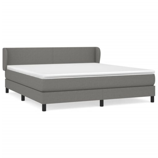 Box spring postelja z vzmetnico temno siva 160x200 cm blago - Image 2