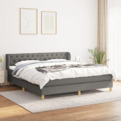 Box spring postelja z vzmetnico temno siva 160x200 cm blago