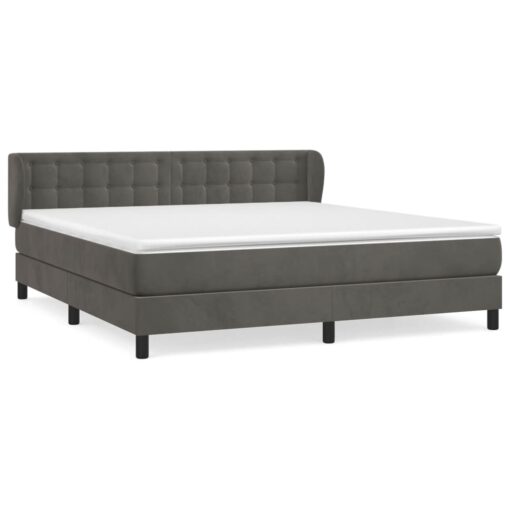 Box spring postelja z vzmetnico temno siva 160x200 cm žamet - Image 2