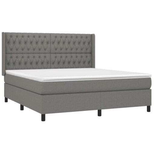 Box spring postelja z vzmetnico temno siva 180x200 cm blago - Image 3