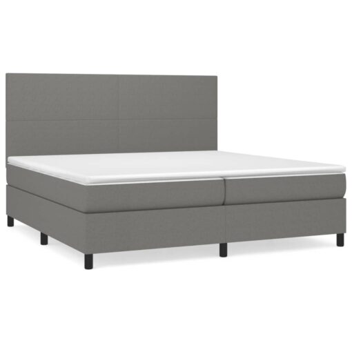 Box spring postelja z vzmetnico temno siva 200x200 cm blago - Image 2