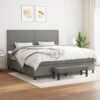 Box spring postelja z vzmetnico temno siva 200x200 cm blago