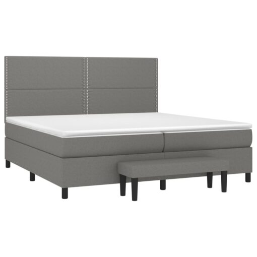 Box spring postelja z vzmetnico temno siva 200x200 cm blago - Image 3