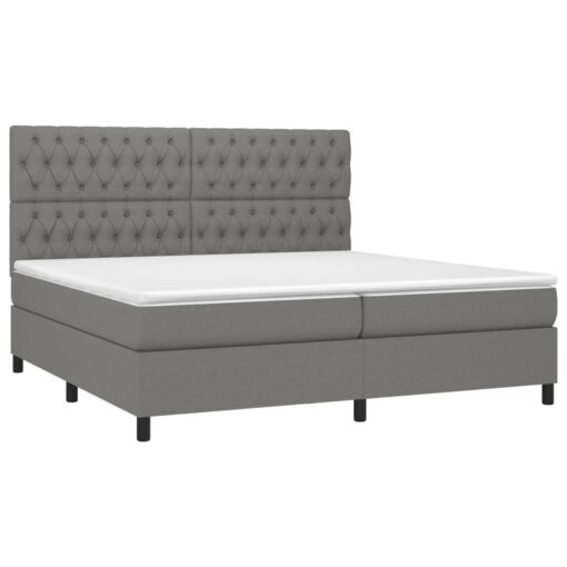 Box spring postelja z vzmetnico temno siva 200x200 cm blago - Image 3