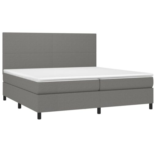 Box spring postelja z vzmetnico temno siva 200x200 cm blago - Image 3