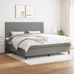 Box spring postelja z vzmetnico temno siva 200x200 cm blago