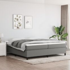 Box spring postelja z vzmetnico temno siva 200x200 cm blago