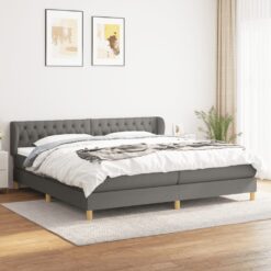 Box spring postelja z vzmetnico temno siva 200x200 cm blago