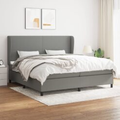 Box spring postelja z vzmetnico temno siva 200x200 cm blago