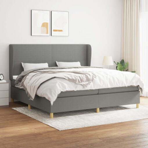 Box spring postelja z vzmetnico temno siva 200x200 cm blago