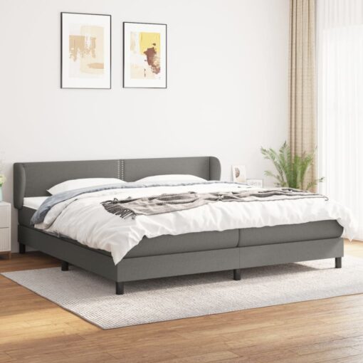 Box spring postelja z vzmetnico temno siva 200x200 cm blago