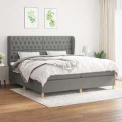 Box spring postelja z vzmetnico temno siva 200x200 cm blago