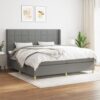 Box spring postelja z vzmetnico temno siva 200x200 cm blago