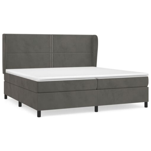 Box spring postelja z vzmetnico temno siva 200x200 cm žamet - Image 2