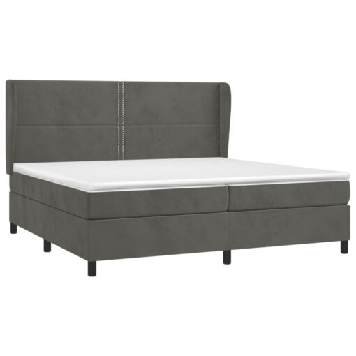 Box spring postelja z vzmetnico temno siva 200x200 cm žamet - Image 3