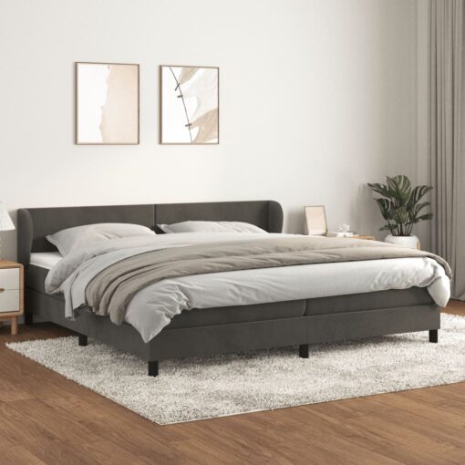 Box spring postelja z vzmetnico temno siva 200x200 cm žamet