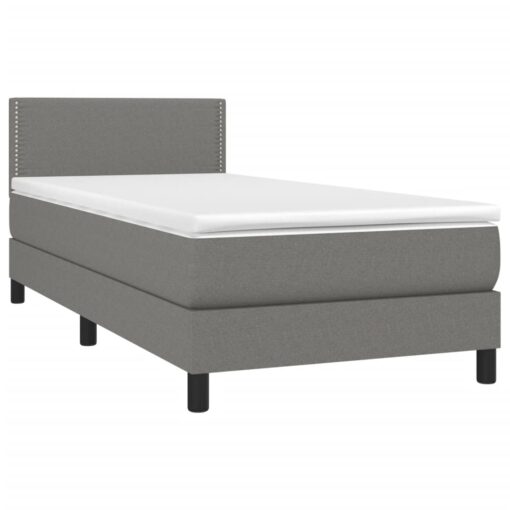 Box spring postelja z vzmetnico temno siva 80x200 cm blago - Image 3