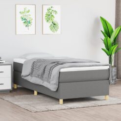 Box spring postelja z vzmetnico temno siva 80x200 cm blago