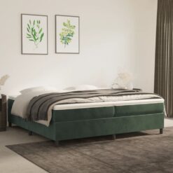 Box spring postelja z vzmetnico temno zelena 200x200 cm žamet