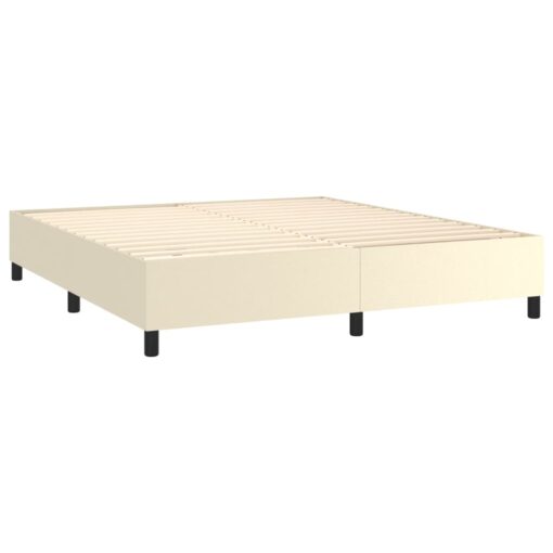 Box spring posteljni okvir krem 160x200 cm umetno usnje - Image 4