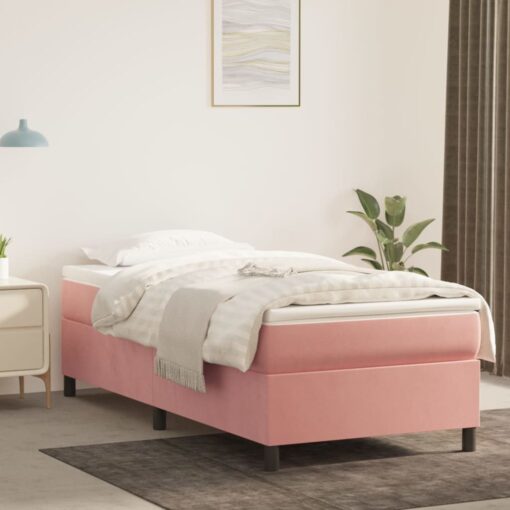 Box spring posteljni okvir roza 90x190 cm žamet