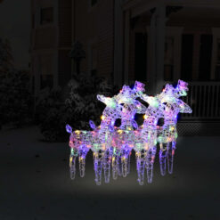 Božični severni jeleni 4 kosa večbarvni 160 LED akril