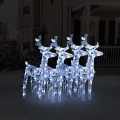 Božični severni jeleni 4 kosi hladno beli 160 LED akril