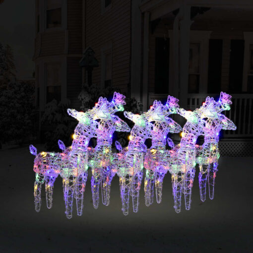 Božični severni jeleni 6 kosa večbarvni 240 LED akril
