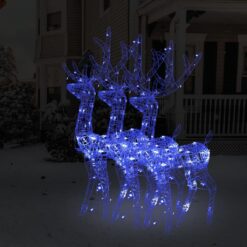 Božični severni jeleni iz akrila 3 kosi 120 cm modri