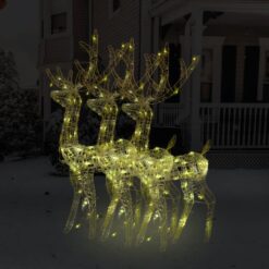 Božični severni jeleni iz akrila 3 kosi 120 cm toplo beli